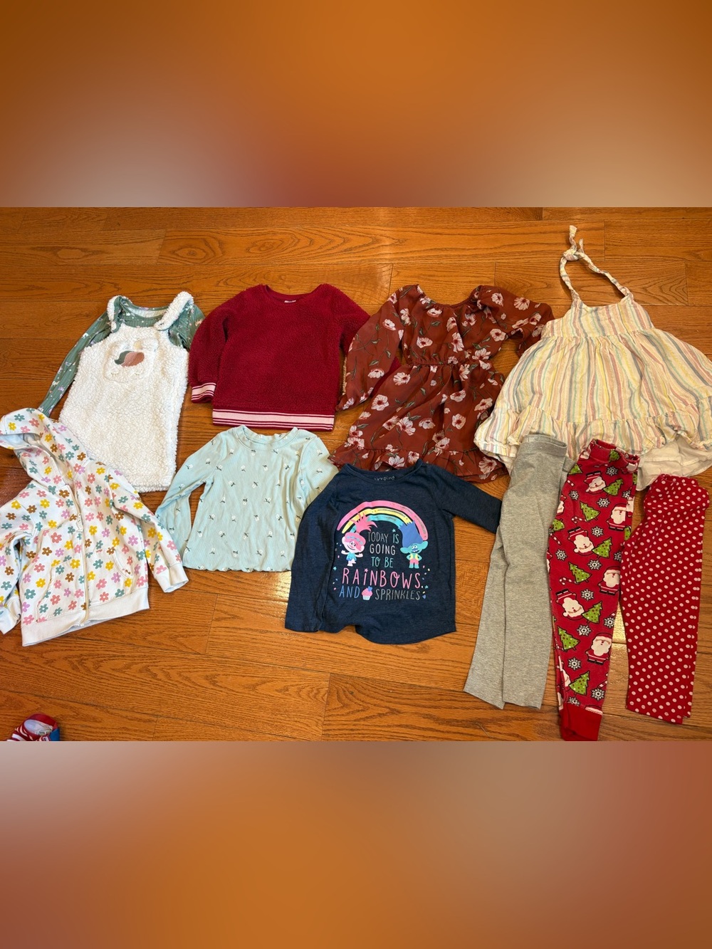 Girls 4T Mixed Seasons Clothing Lot Bundle Dresses Tops Leggings Holiday